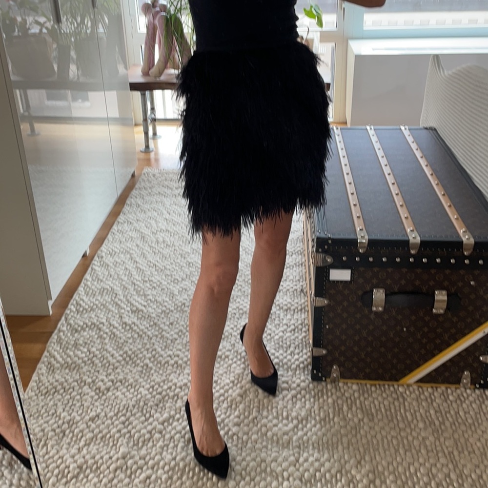 Mango real Marabu feather skirt black 4